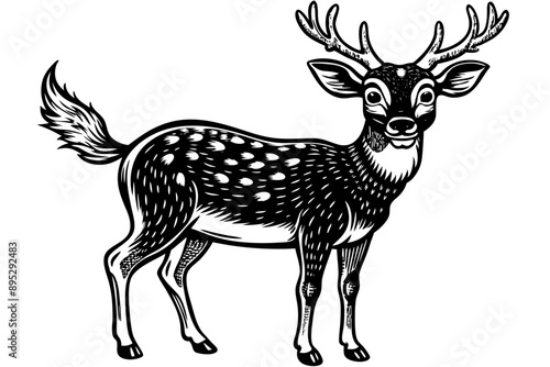 Funny Deer Vector Illustration with White Background Cartoons, Clipart, Line Art Design, Funny deer vector illustration with white background perfect for cartoons, clipart, and line art designs