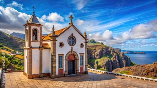 View of the beautiful Church Nossa Senhora da Piedade in Vila Baleira, Porto Santo photo