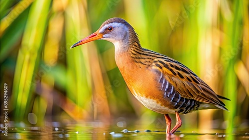 Close-up image of a Virginia Rail bird in its natural habitat, Virginia Rail, bird, wildlife, nature, animal, wetland photo