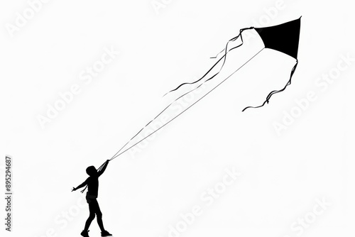 Serene silhouette of a kite flying gracefully in the sky photo