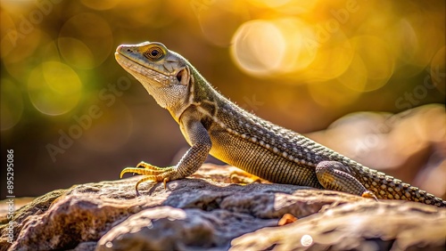 Lizard basking in the sun on a rocky surface, lizard, reptile, sunbathing, stone, nature, wildlife, camouflage, scales