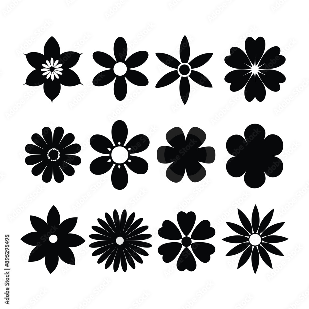 Elegant Flower Icon Set Vector Design Elements illustration Elegant Flower Icon Set Vector Design Elements illustration