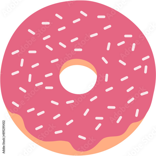 Donuts with strawberry glaze and topping. Vector format file. Editable file.