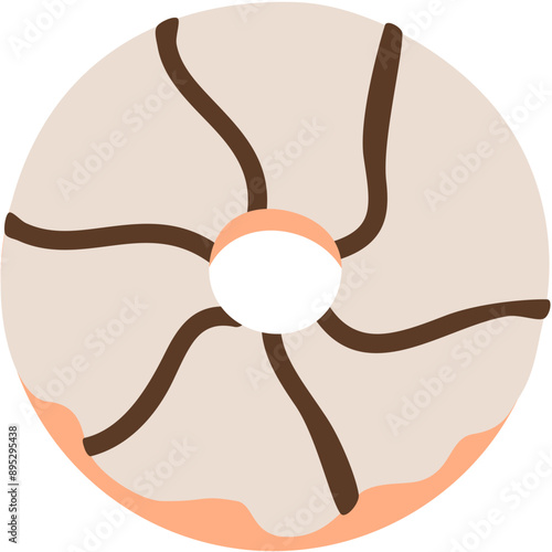 Donuts with white glaze and topping. Vector format file. Editable file.