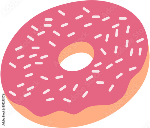 Donuts with strawberry glaze and topping. Vector format file. Editable file.