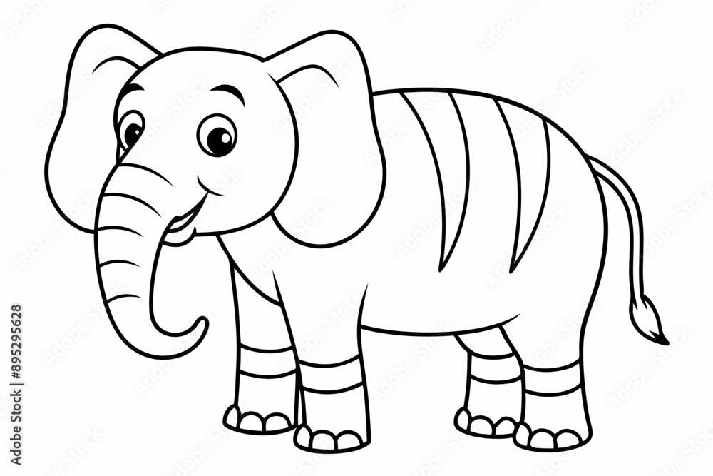 Obraz premium Funny Elephant Vector Illustration with White Background Cartoons, Clipart, Line Art Design, Funny elephant vector illustration with white background in cartoon, clipart, and line art styles.