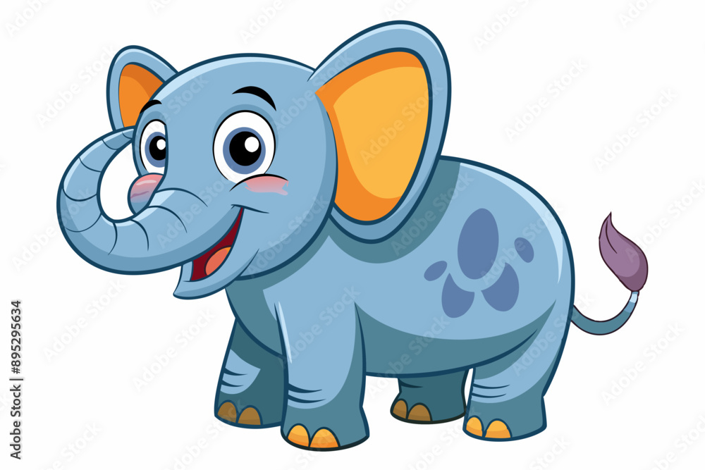Obraz premium Funny Elephant Vector Illustration with White Background Cartoons, Clipart, Line Art Design, Funny elephant vector illustration with white background in cartoon, clipart, and line art styles.