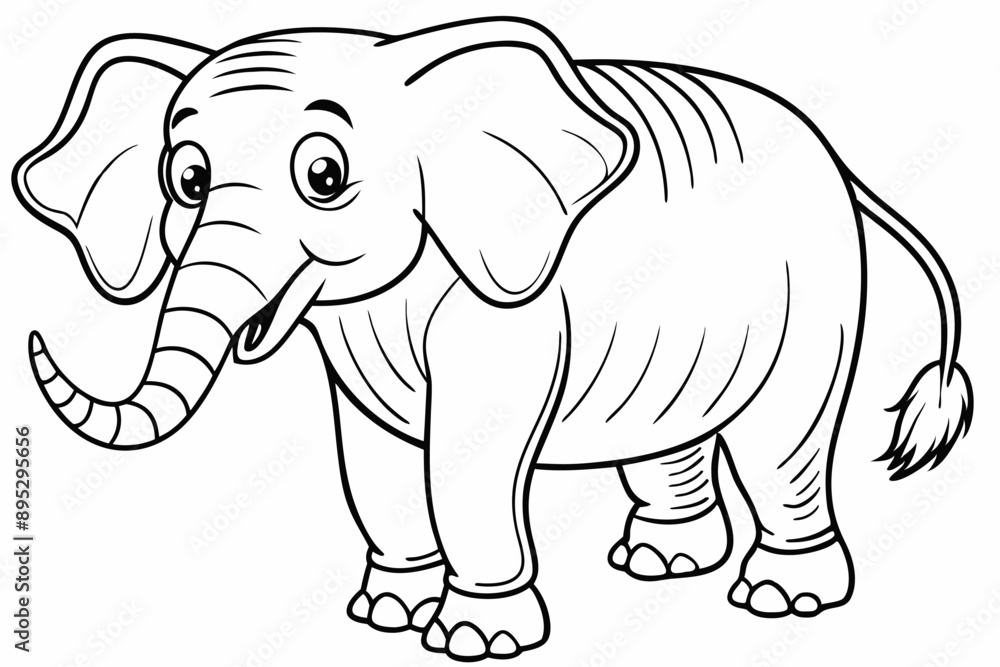 Fototapeta premium Funny Elephant Vector Illustration with White Background Cartoons, Clipart, Line Art Design, Funny elephant vector illustration with white background in cartoon, clipart, and line art styles.