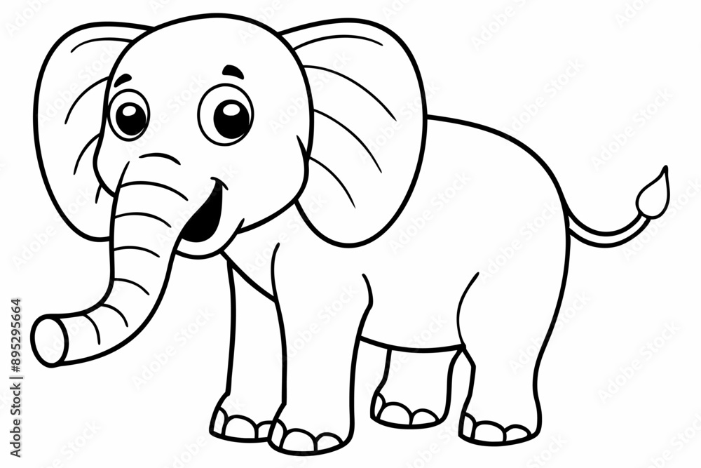 Fototapeta premium Funny Elephant Vector Illustration with White Background Cartoons, Clipart, Line Art Design, Funny elephant vector illustration with white background in cartoon, clipart, and line art styles.