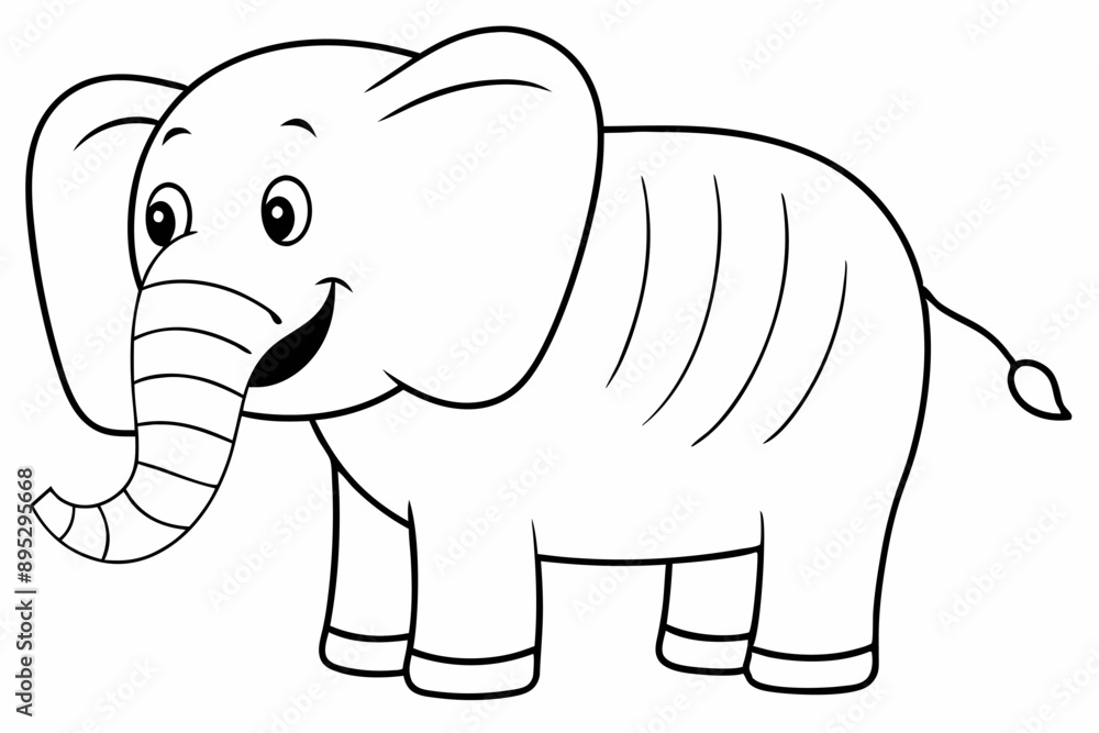 Fototapeta premium Funny Elephant Vector Illustration with White Background Cartoons, Clipart, Line Art Design, Funny elephant vector illustration with white background in cartoon, clipart, and line art styles.