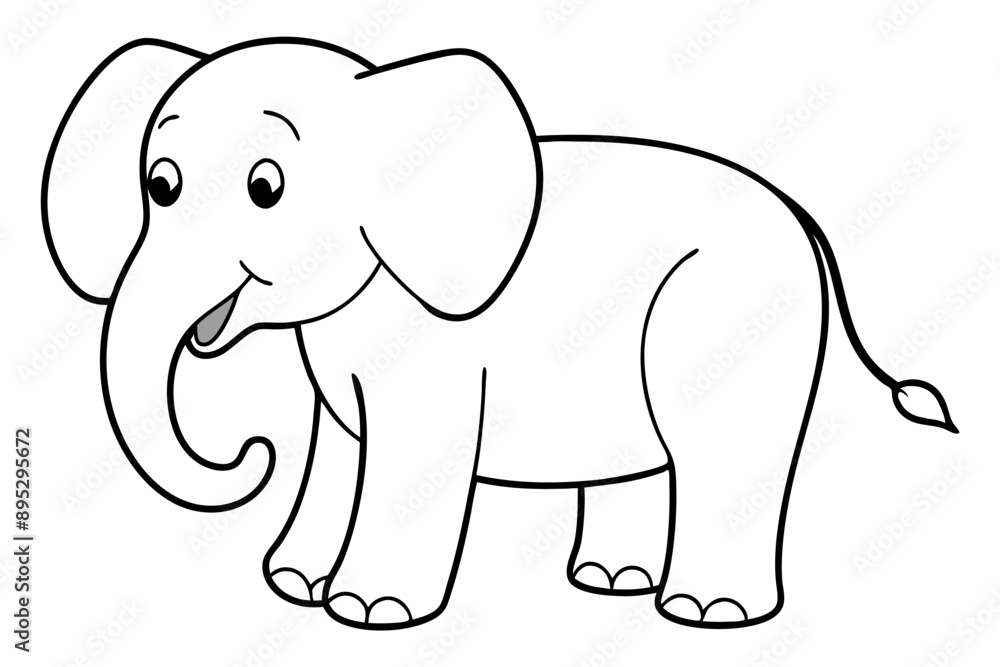 Obraz premium Funny Elephant Vector Illustration with White Background Cartoons, Clipart, Line Art Design, Funny elephant vector illustration with white background in cartoon, clipart, and line art styles.