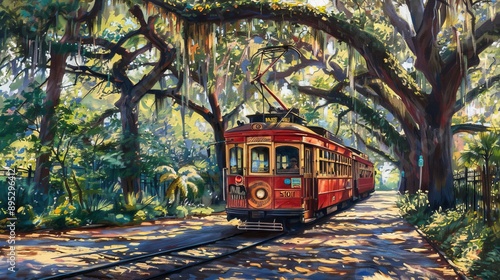 Obraz na płótnie New Orleans Street Cars in Canal Street w salonie