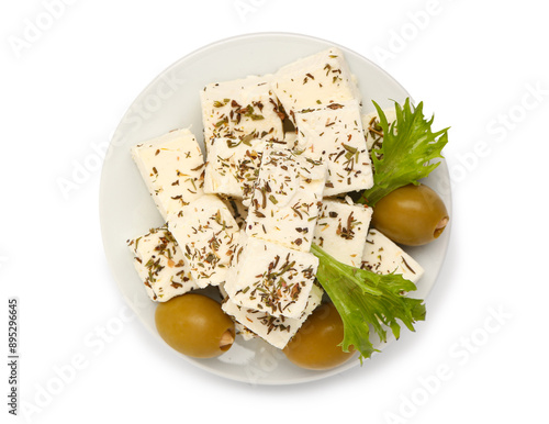 Feta cheese cubes with herb...