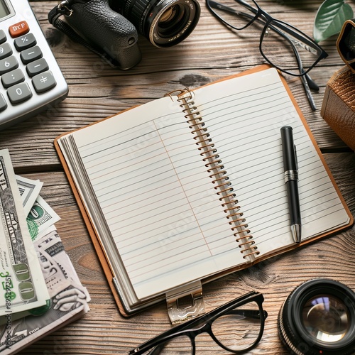 notebook with travel budget