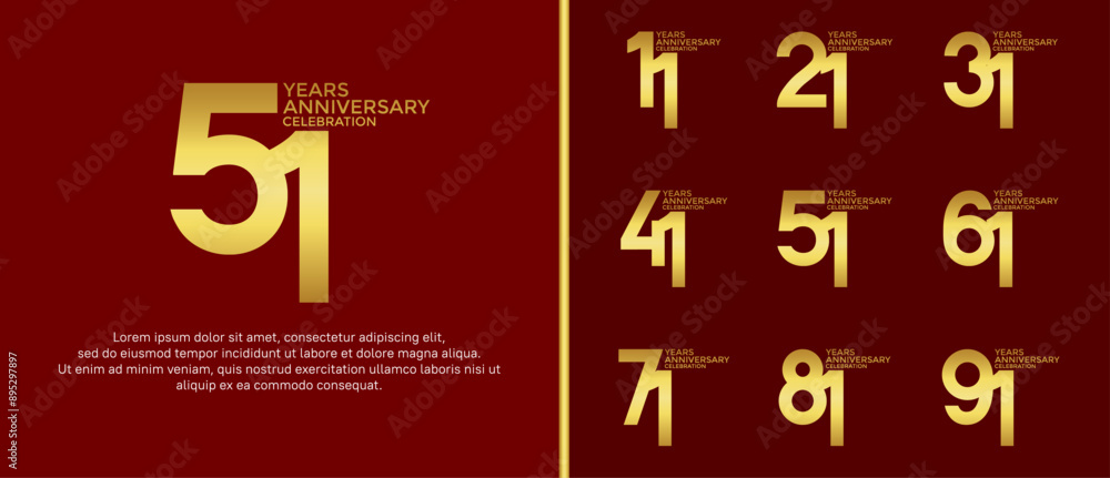 anniversary logo style set with gold color can be use for celebration moment anniversary logo style set with gold color can be use for celebration moment