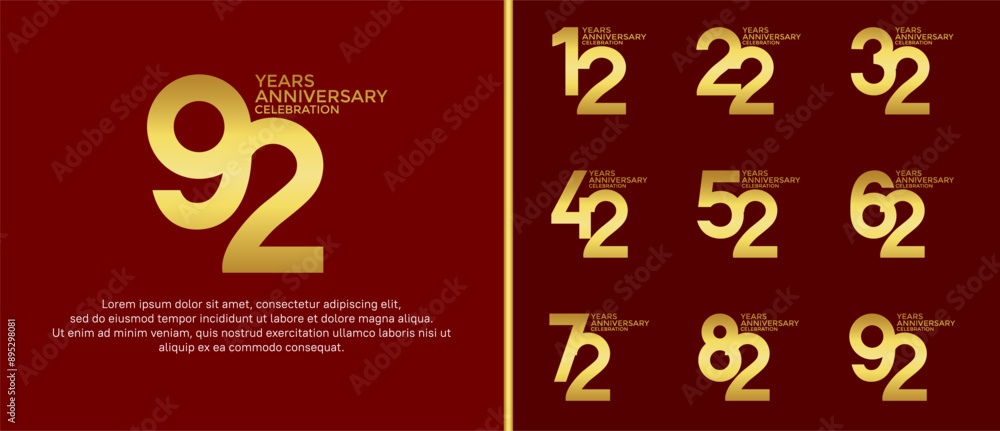 anniversary logo style set with gold color can be use for celebration moment anniversary logo style set with gold color can be use for celebration moment