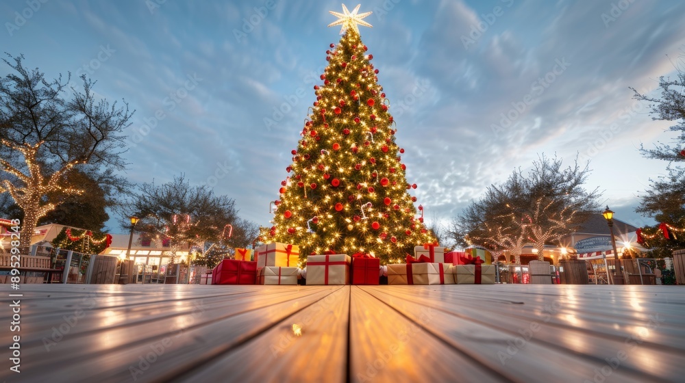 A large Christmas tree with many presents on it A large Christmas tree with many presents on it
