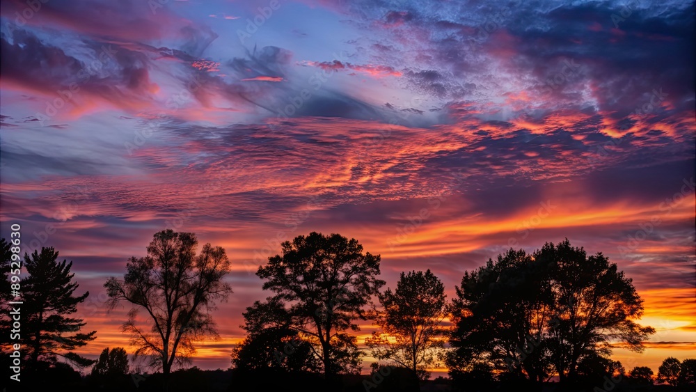 Vibrant sky at sunset with silhouettes of trees , sunset, sky, colorful, vibrant, twilight, nature, beauty, clouds Vibrant sky at sunset with silhouettes of trees , sunset, sky, colorful, vibrant, twilight, nature, beauty, clouds