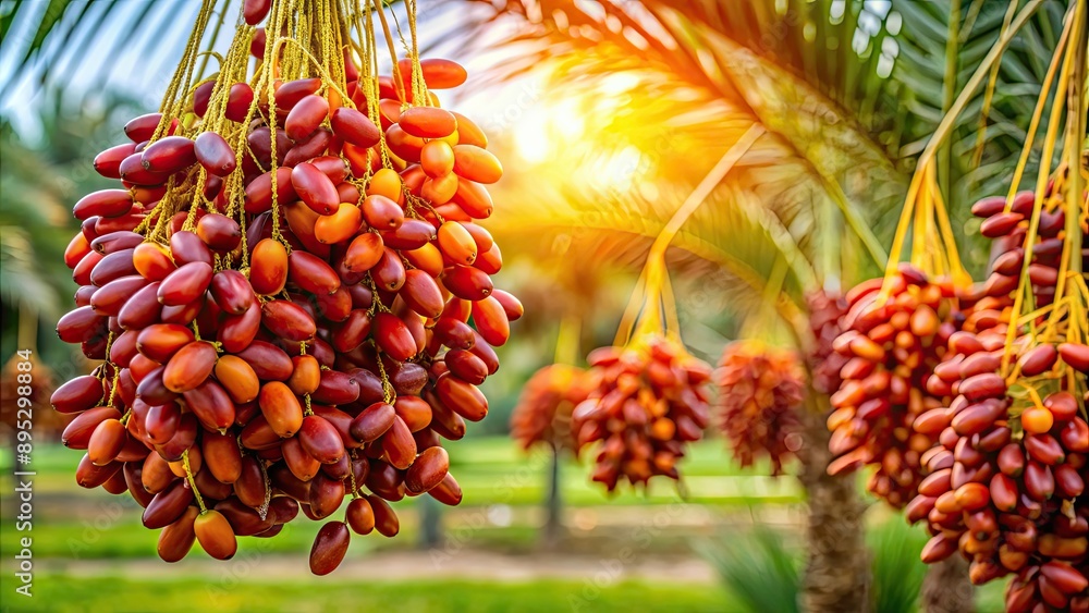 Ripe date palm fruits hanging on the tree in a natural background, date palm, fruits, tree, ripe, hanging, sweet, organic Ripe date palm fruits hanging on the tree in a natural background, date palm, fruits, tree, ripe, hanging, sweet, organic