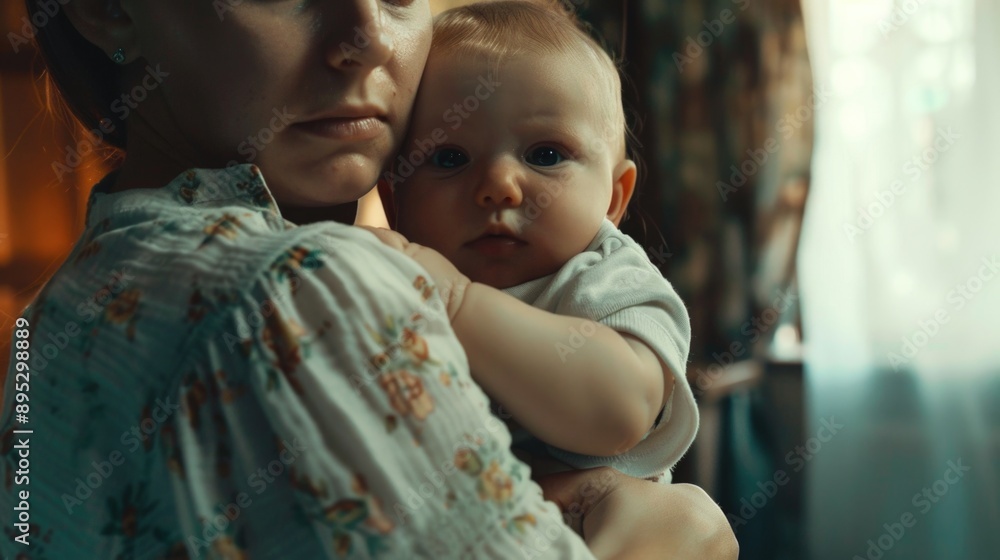 A mother cradling her baby in her arms, a tender moment of love and care A mother cradling her baby in her arms, a tender moment of love and care
