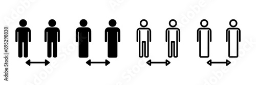 Social distancing icon vector isolated on white background. Keep distance sign. Coronavirus. Social Distancing and Self Quarantine.