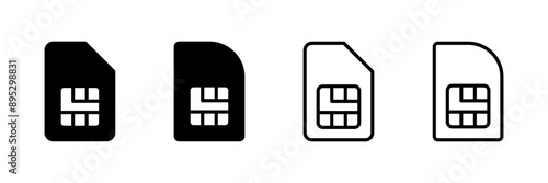 Sim card icon vector isolated on white background. Mobile slot icon. Mobile cellular phone sim card chip.