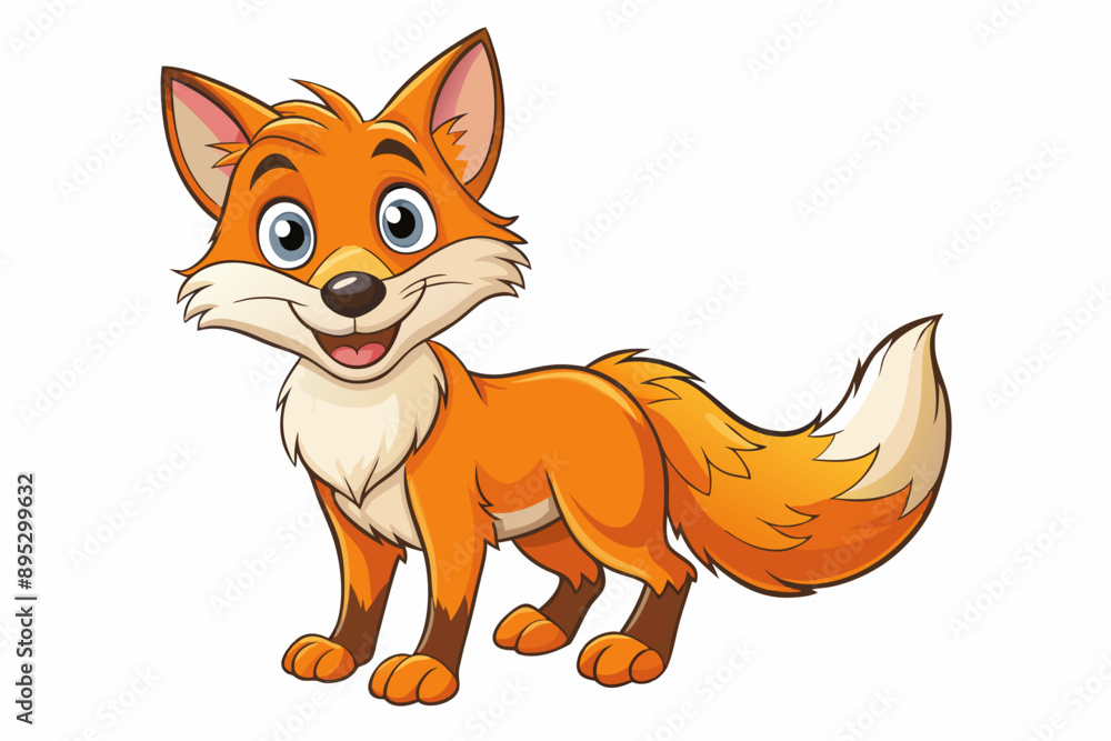 Obraz premium Funny Fox Vector Illustration Cartoon, Clipart, And Line Art Design, Playful Fox vector illustration with white background, perfect for cartoons, clipart, and line art designs.