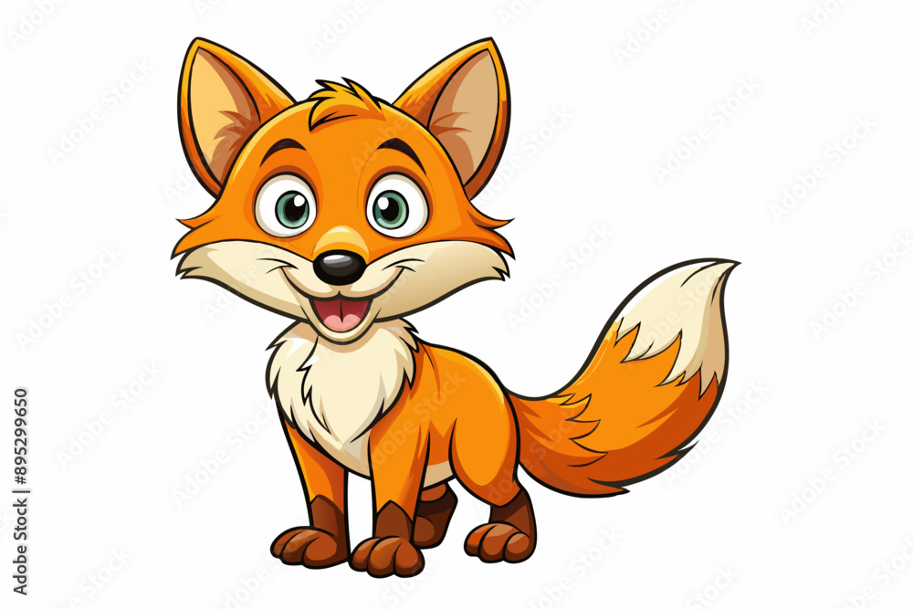 Obraz premium Funny Fox Vector Illustration Cartoon, Clipart, And Line Art Design, Playful Fox vector illustration with white background, perfect for cartoons, clipart, and line art designs.