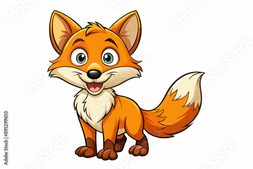 Funny Fox Vector Illustration Cartoon, Clipart, And Line Art Design, Playful Fox vector illustration with white background, perfect for cartoons, clipart, and line art designs.