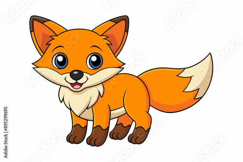 Funny Fox Vector Illustration Cartoon, Clipart, And Line Art Design, Playful Fox vector illustration with white background, perfect for cartoons, clipart, and line art designs.