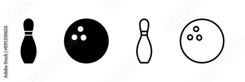 Bowling game Pin Icon vector isolated on white background. Bowling icon, ball and pin