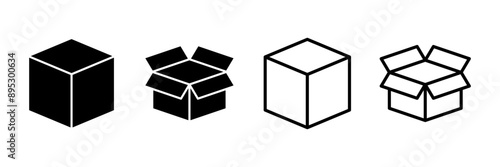 Box icon vector isolated on white background. Cardboard box, packaging open. Box vector icon