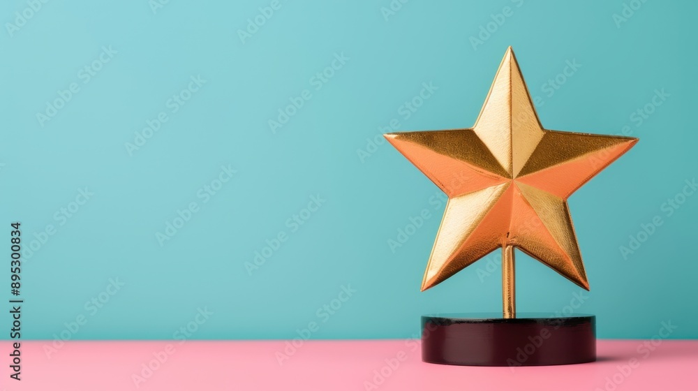 Gold Star on Pedestal, a symbol of achievement and recognition, showcasing excellence with ample space for inspirational messages, emphasizing depth and clarity throughout the scene Gold Star on Pedestal, a symbol of achievement and recognition, showcasing excellence with ample space for inspirational messages, emphasizing depth and clarity throughout the scene