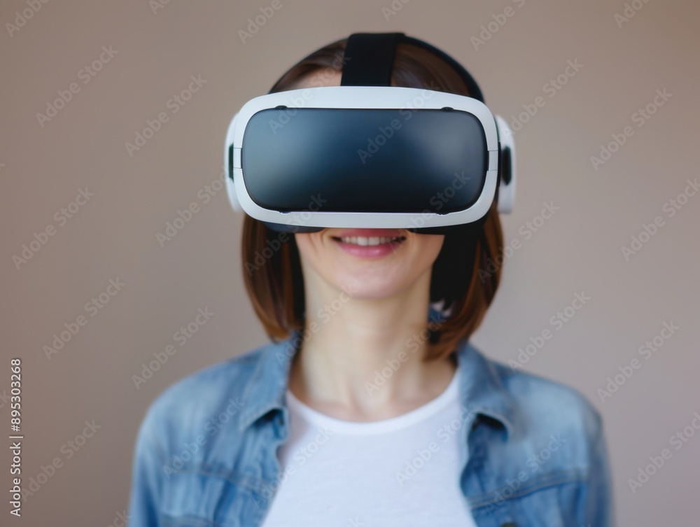 Virtual Reality Shopping Experience, an individual exploring an immersive online marketplace with a high-tech headset, showcasing innovative shopping possibilities with ample text space. Virtual Reality Shopping Experience, an individual exploring an immersive online marketplace with a high-tech headset, showcasing innovative shopping possibilities with ample text space.