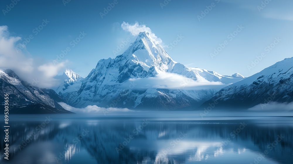 Fototapeta premium a mountain range with a lake in front of it