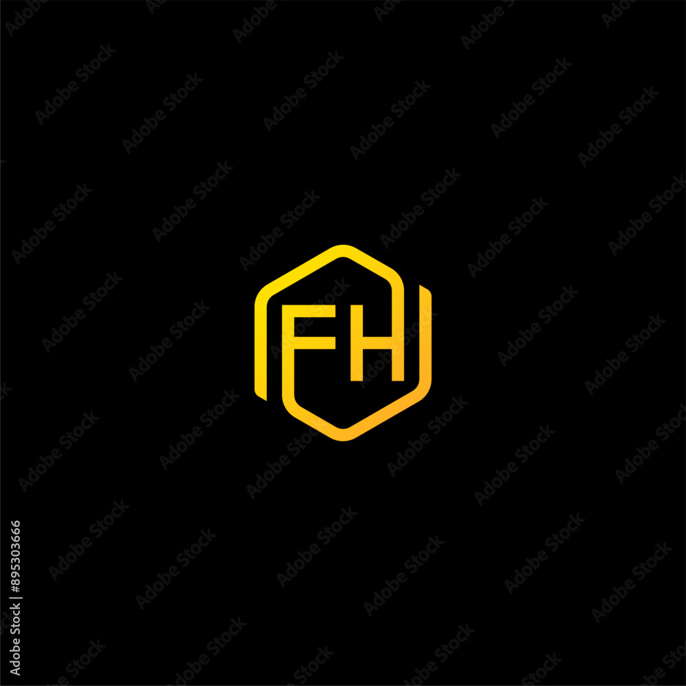 Letter FH and hexagon logo concept vector icon Letter FH and hexagon logo concept vector icon