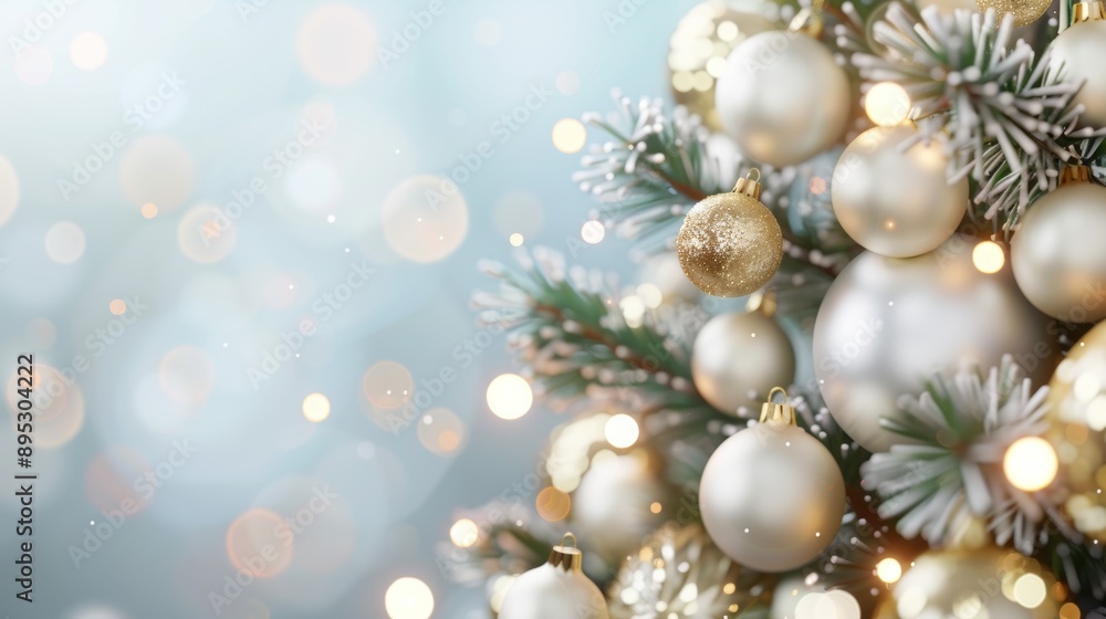 Christmas tree with many gold and white ornaments Christmas tree with many gold and white ornaments