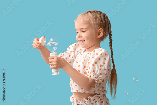 Cute little girl with soap ...