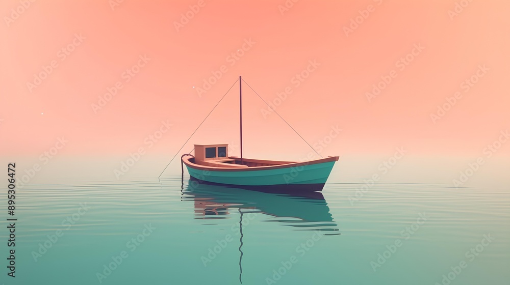Naklejka premium boat on the sea made by midjourney