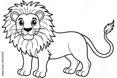 Funny Lion Vector Illustration with White Background Cartoons, Clipart, and Line Art Design, Funny lion vector illustration, perfect for cartoons, clipart, and line art designs with white background