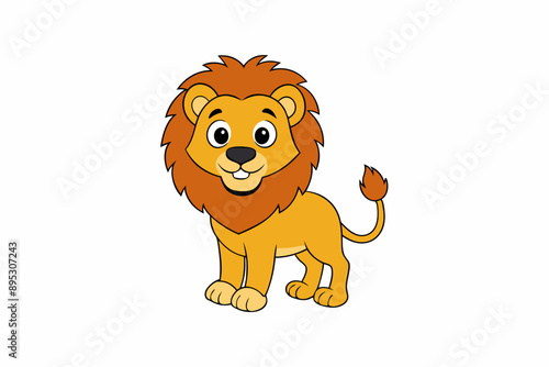 Funny Lion Vector Illustration with White Background Cartoons, Clipart, and Line Art Design, Funny lion vector illustration, perfect for cartoons, clipart, and line art designs with white background