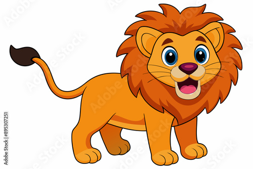 Funny Lion Vector Illustration with White Background Cartoons, Clipart, and Line Art Design, Funny lion vector illustration, perfect for cartoons, clipart, and line art designs with white background