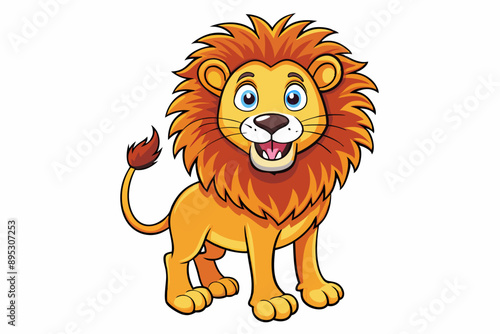 Funny Lion Vector Illustration with White Background Cartoons, Clipart, and Line Art Design, Funny lion vector illustration, perfect for cartoons, clipart, and line art designs with white background