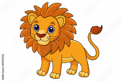 Funny Lion Vector Illustration with White Background Cartoons, Clipart, and Line Art Design, Funny lion vector illustration, perfect for cartoons, clipart, and line art designs with white background