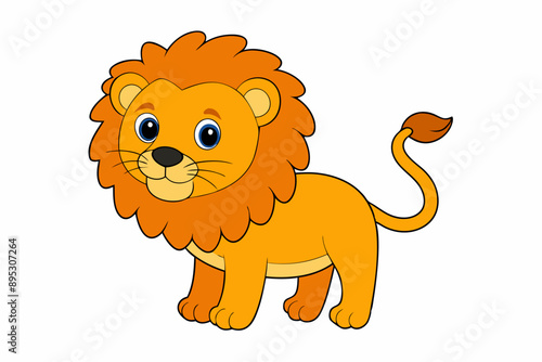 Funny Lion Vector Illustration with White Background Cartoons, Clipart, and Line Art Design, Funny lion vector illustration, perfect for cartoons, clipart, and line art designs with white background