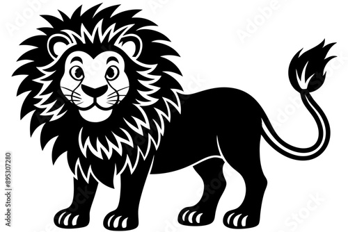 Funny Lion Vector Illustration with White Background Cartoons, Clipart, and Line Art Design, Funny lion vector illustration, perfect for cartoons, clipart, and line art designs with white background photo