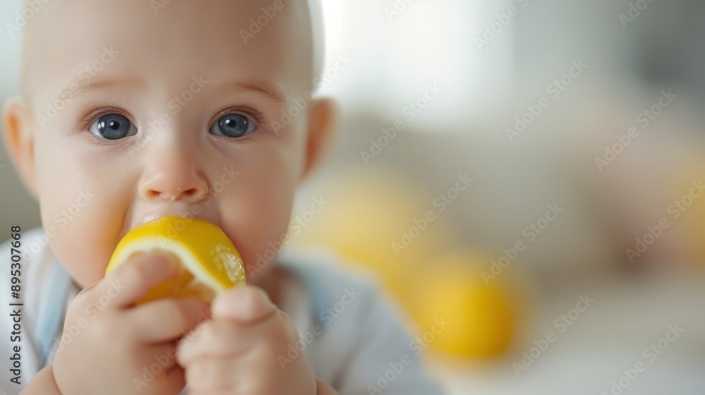 A baby in a white onesie is shown looking forward in a brightly lit, cozy room, creating a serene and wholesome atmosphere, highlighting the innocence of infancy. A baby in a white onesie is shown looking forward in a brightly lit, cozy room, creating a serene and wholesome atmosphere, highlighting the innocence of infancy.