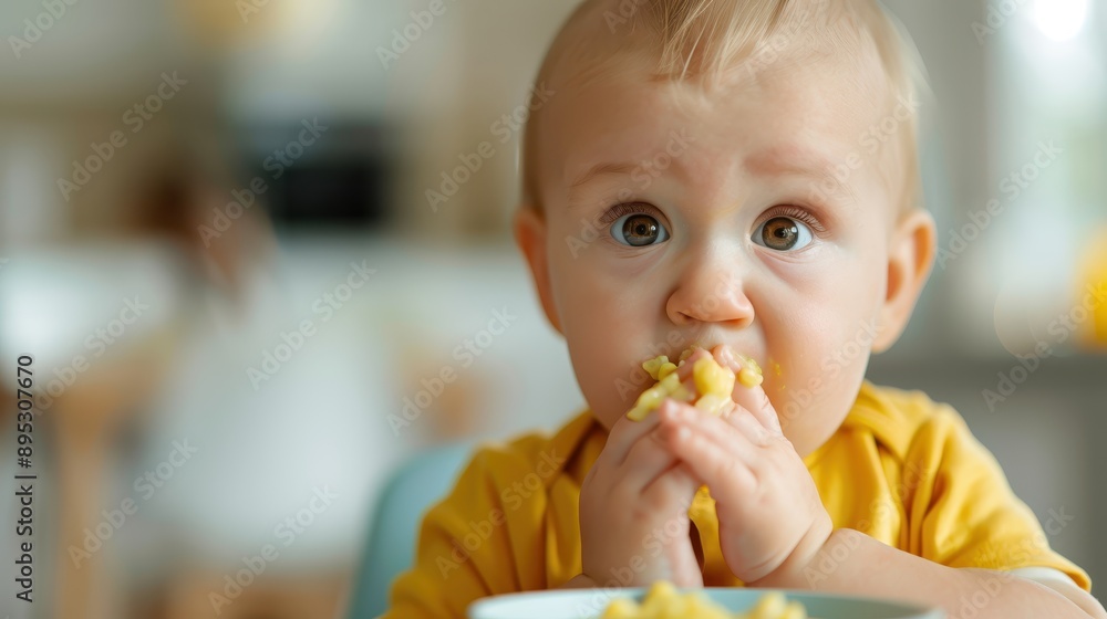 A child wearing a yellow shirt is happily enjoying a meal at the home table, creating a vibrant and joyful family dining scenario, highlighting the simple pleasures of childhood. A child wearing a yellow shirt is happily enjoying a meal at the home table, creating a vibrant and joyful family dining scenario, highlighting the simple pleasures of childhood.