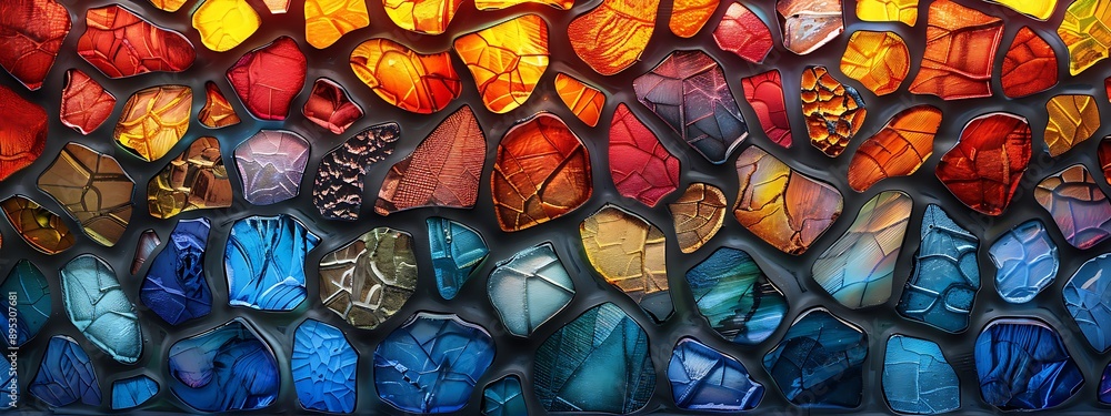 Seamless pattern background of colorful stained glass windows with vibrant color palette Seamless pattern background of colorful stained glass windows with vibrant color palette