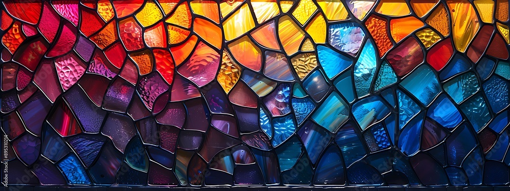 custom made wallpaper toronto digital Seamless pattern background of colorful stained glass windows with vibrant color palette